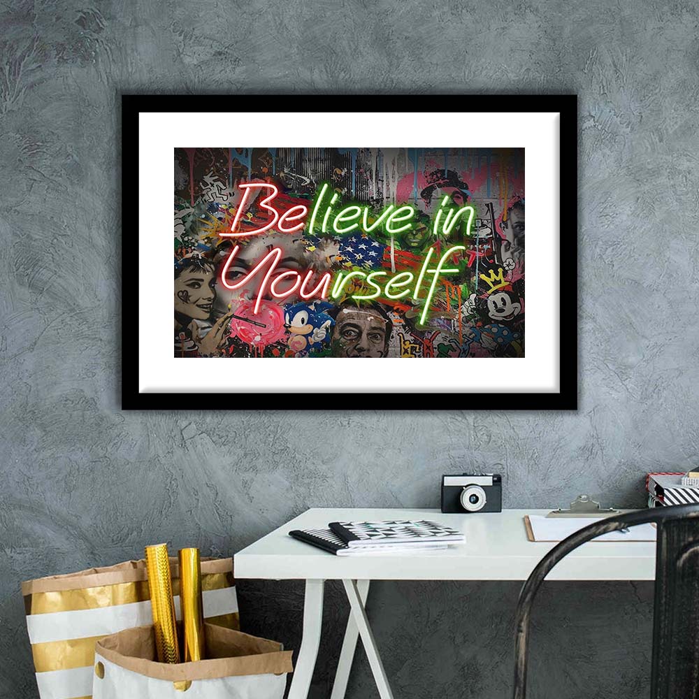 Believe In Yourself Art Print, Framed Art Print Wall Decor, White Border, Framed Picture