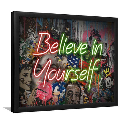 Believe In Yourself Art Print, Framed Art Print Wall Decor, Neon Art Print, Picture Framed
