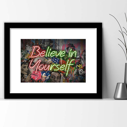 Believe In Yourself Art Print, Framed Art Print Wall Decor, White Border, Framed Picture