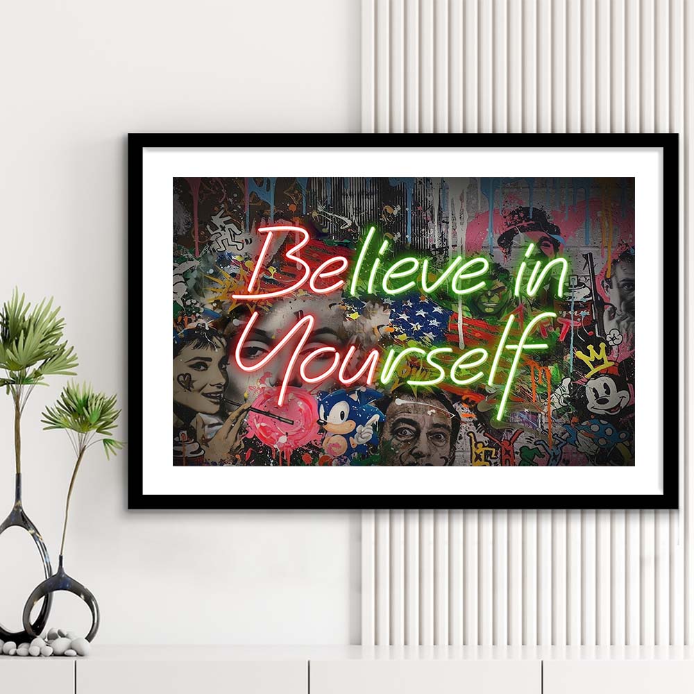 Believe In Yourself Art Print, Framed Art Print Wall Decor, White Border, Framed Picture