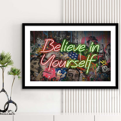 Believe In Yourself Art Print, Framed Art Print Wall Decor, White Border, Framed Picture