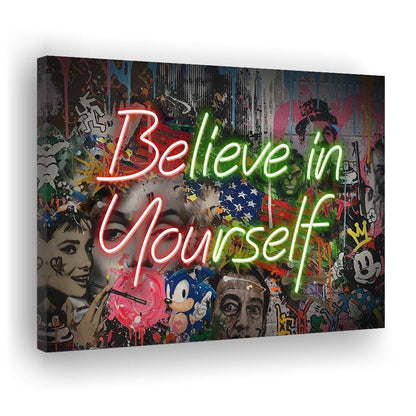 Believe In Yourself Art Print, Canvas Print Wall Art, Wall Decor, Neon Effect Art