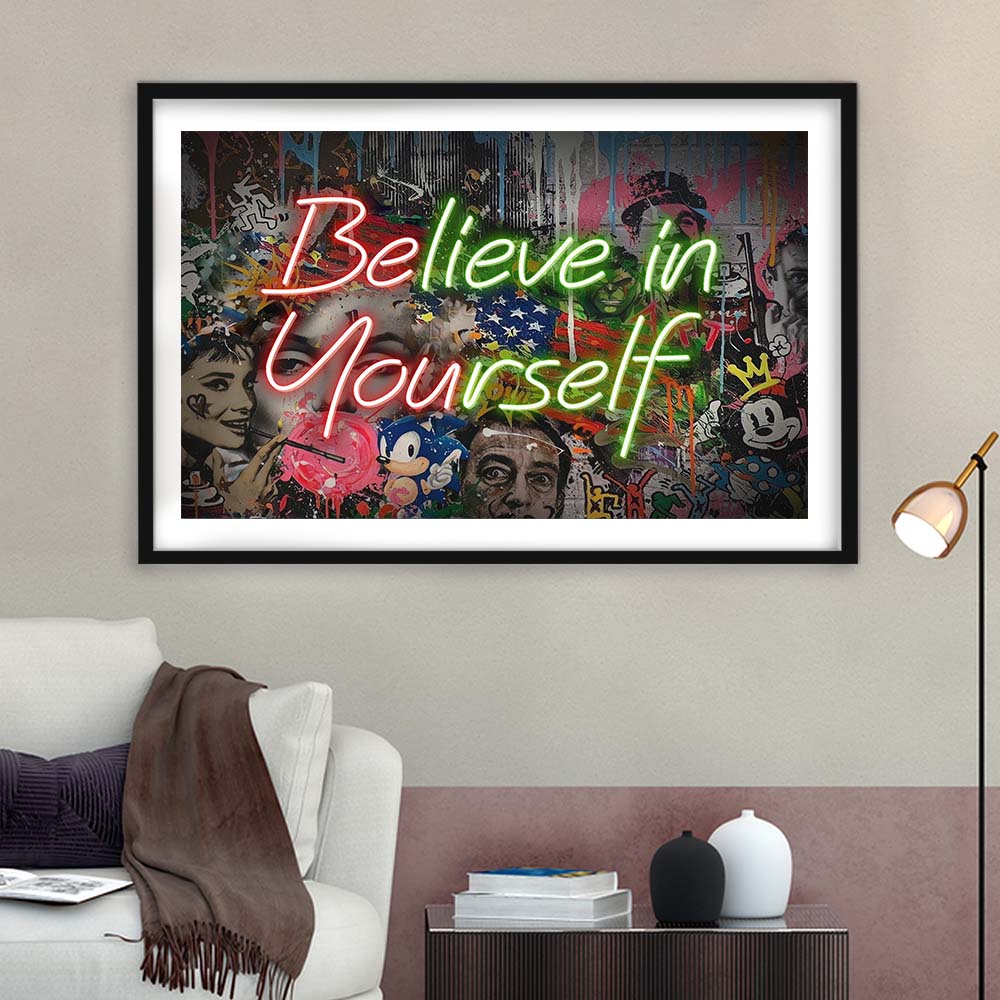 Believe In Yourself Art Print, Framed Art Print Wall Decor, White Border, Framed Picture