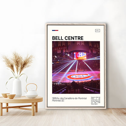 Bell Centre  Stadium Print, Montreal Canadiens Stadium Canvas Art, Man Cave Gift, Floating Framed Canvas Print Wall Art