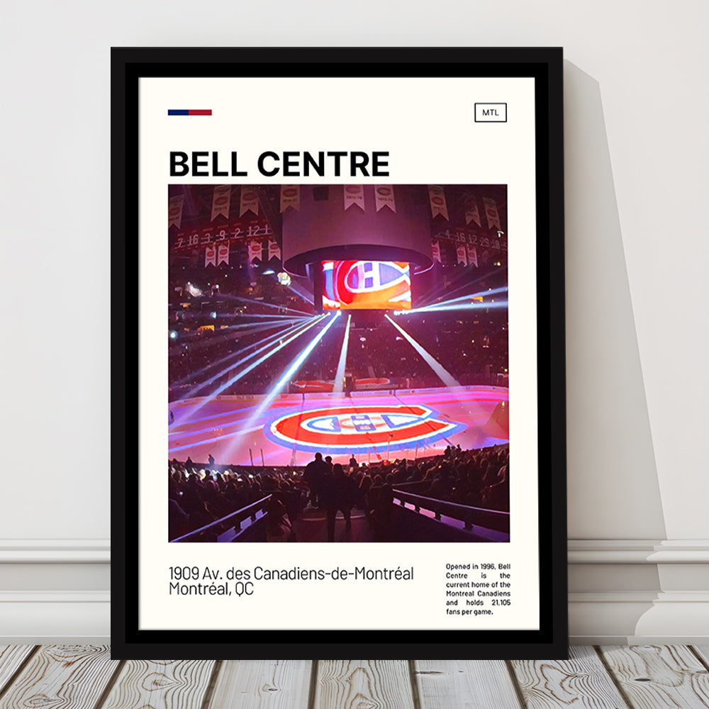 Bell Centre  Stadium Print, Montreal Canadiens Stadium Canvas Art, Man Cave Gift, Floating Framed Canvas Print Wall Art