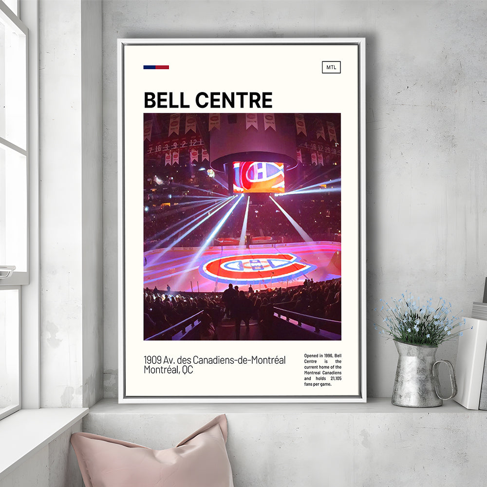 Bell Centre  Stadium Print, Montreal Canadiens Stadium Canvas Art, Man Cave Gift, Floating Framed Canvas Print Wall Art