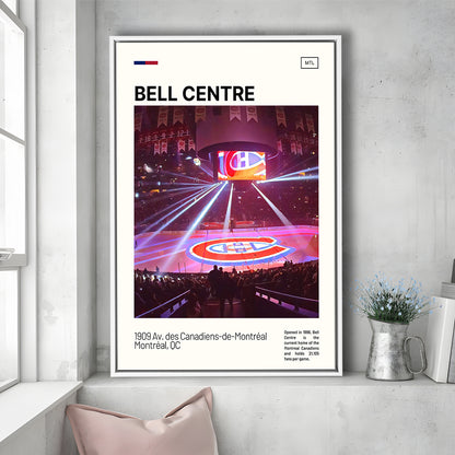Bell Centre  Stadium Print, Montreal Canadiens Stadium Canvas Art, Man Cave Gift, Floating Framed Canvas Print Wall Art