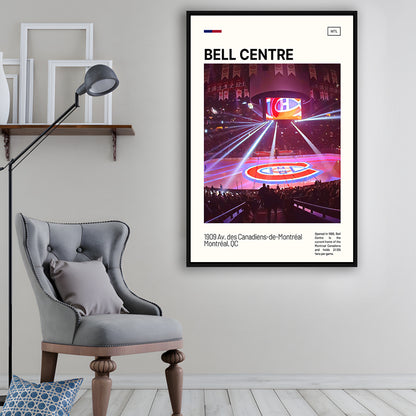 Bell Centre  Stadium Print, Montreal Canadiens Stadium Canvas Art, Man Cave Gift, Floating Framed Canvas Print Wall Art