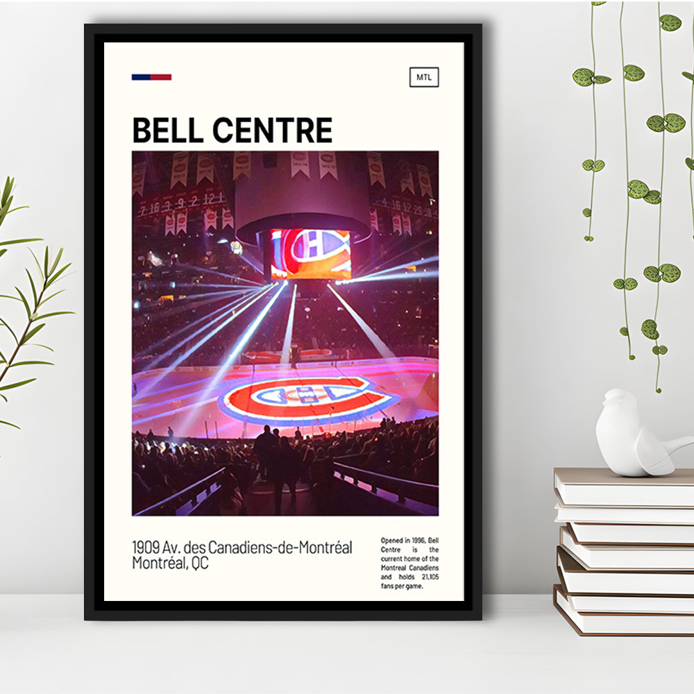 Bell Centre  Stadium Print, Montreal Canadiens Stadium Canvas Art, Man Cave Gift, Floating Framed Canvas Print Wall Art