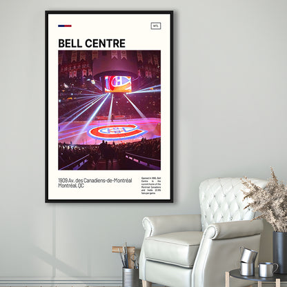 Bell Centre  Stadium Print, Montreal Canadiens Stadium Canvas Art, Man Cave Gift, Floating Framed Canvas Print Wall Art