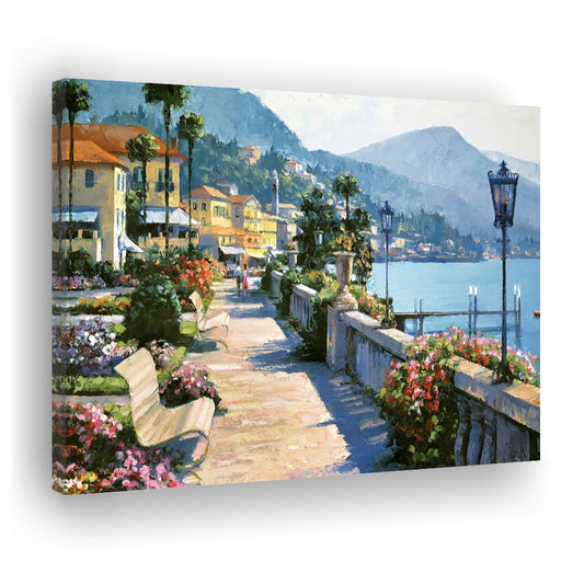 Bellagio Promenade Large Stretched Canvas Floating Frame Wall Art Print, Cavas Print Wall Art Hom Decor