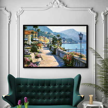 Bellagio Promenade LargeArt Prints Floating Frame Wall Art Print, Framed Art Print, Picture Framed