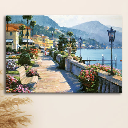 Bellagio Promenade Large Stretched Canvas Floating Frame Wall Art Print, Cavas Print Wall Art Hom Decor