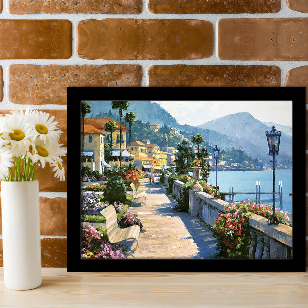 Bellagio Promenade LargeArt Prints Floating Frame Wall Art Print, Framed Art Print, Picture Framed