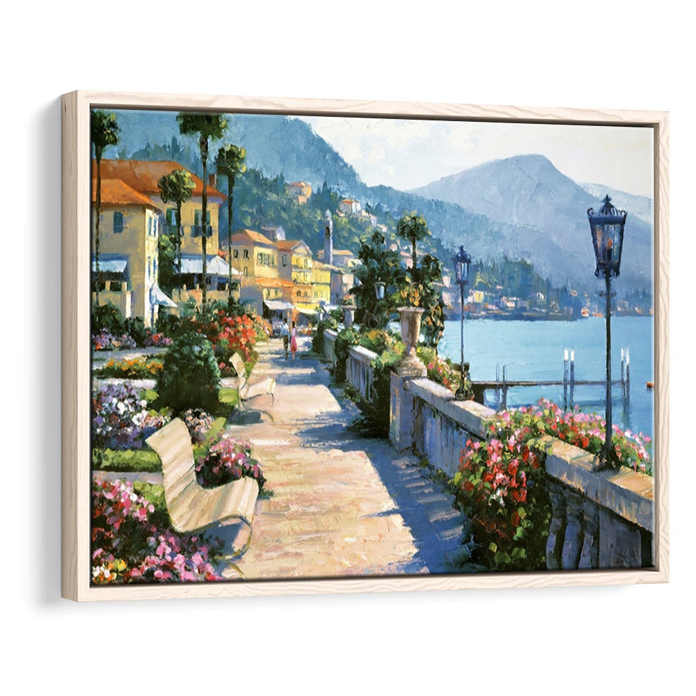 Bellagio Promenade Large Stretched Canvas Floating Frame Wall Art Print, Framed Cavas Print, Floating Frame