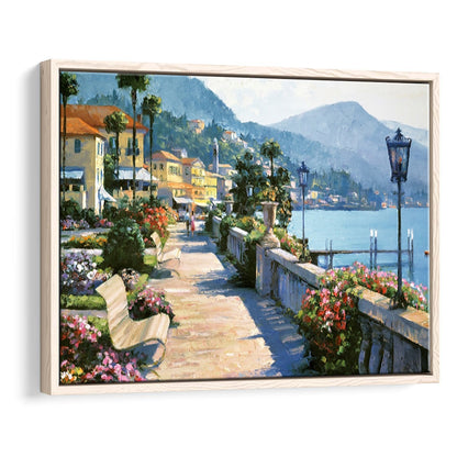Bellagio Promenade Large Stretched Canvas Floating Frame Wall Art Print, Framed Cavas Print, Floating Frame