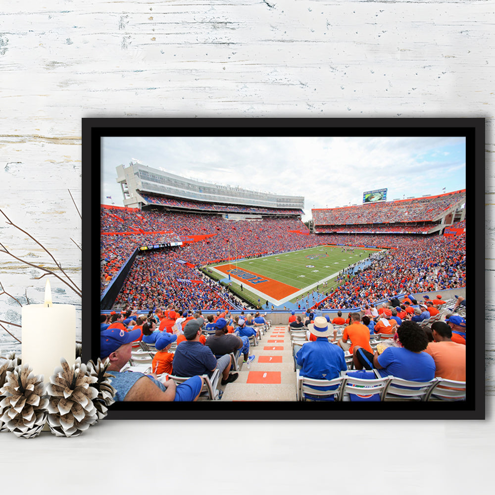 Ben Hill Griffin Football Stadium, Stadium Canvas, Sport Art, Framed Canvas Print Wall Art, Floating Frame