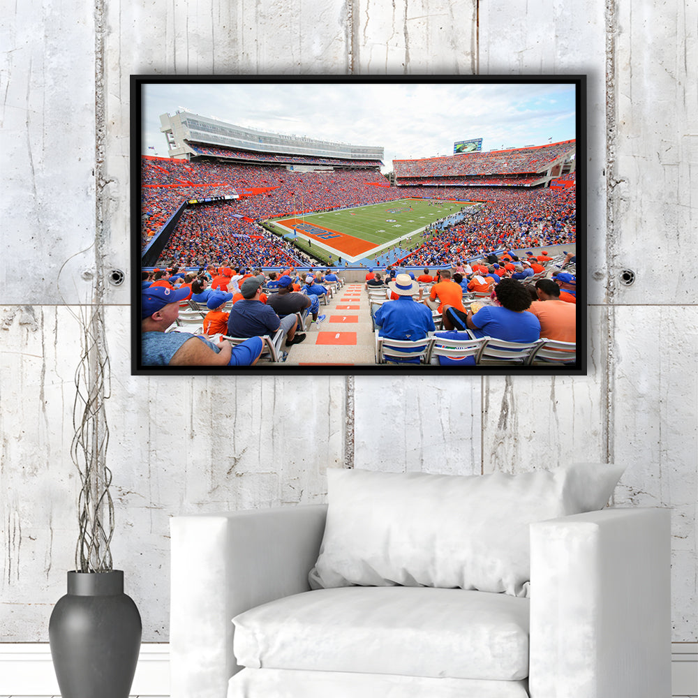 Ben Hill Griffin Football Stadium, Stadium Canvas, Sport Art, Framed Canvas Print Wall Art, Floating Frame