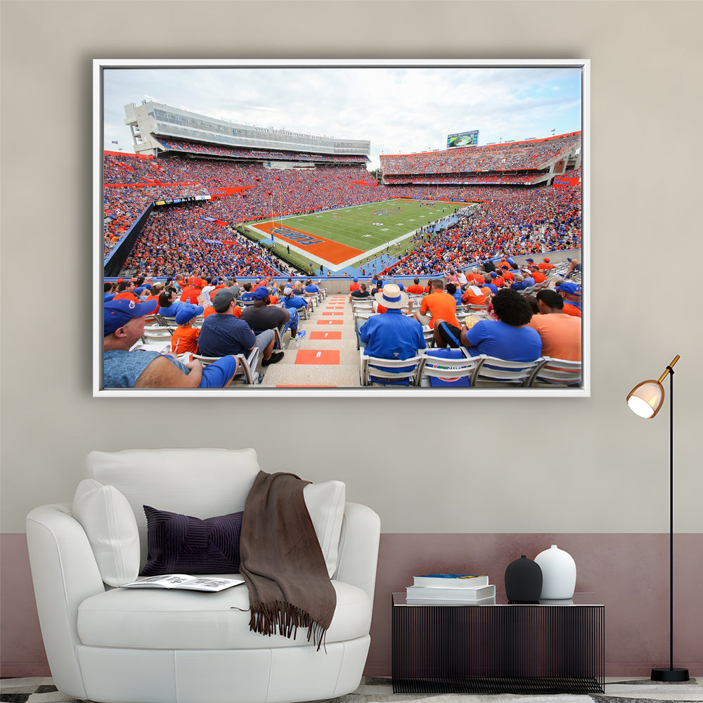 Ben Hill Griffin Football Stadium, Stadium Canvas, Sport Art, Framed Canvas Print Wall Art, Floating Frame