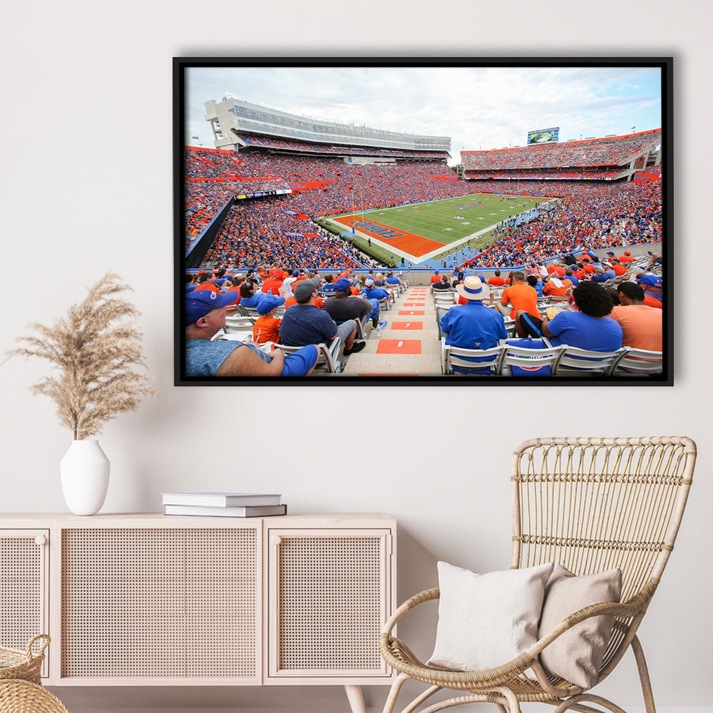 Ben Hill Griffin Football Stadium, Stadium Canvas, Sport Art, Framed Canvas Print Wall Art, Floating Frame
