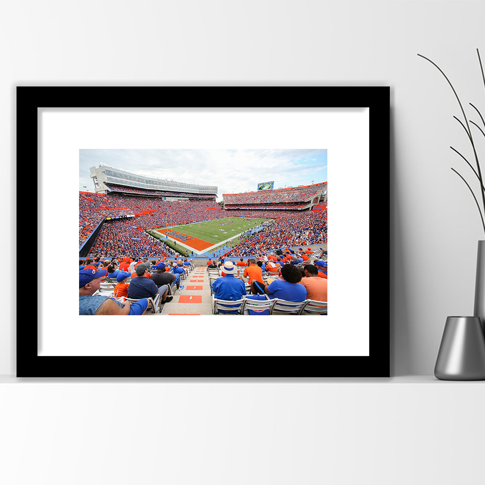 Ben Hill Griffin Football Stadium, Stadium Canvas, Sport Art, Gift for him, White Border Framed Art Print Wall Decor