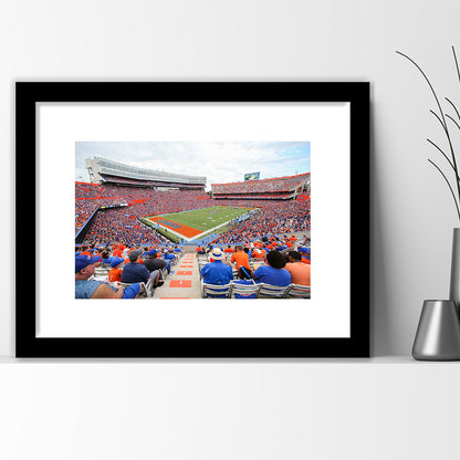 Ben Hill Griffin Football Stadium, Stadium Canvas, Sport Art, Gift for him, White Border Framed Art Print Wall Decor