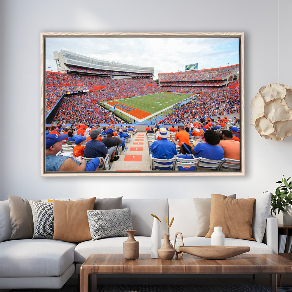 Ben Hill Griffin Football Stadium, Stadium Canvas, Sport Art, Framed Canvas Print Wall Art, Floating Frame