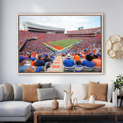 Ben Hill Griffin Football Stadium, Stadium Canvas, Sport Art, Framed Canvas Print Wall Art, Floating Frame
