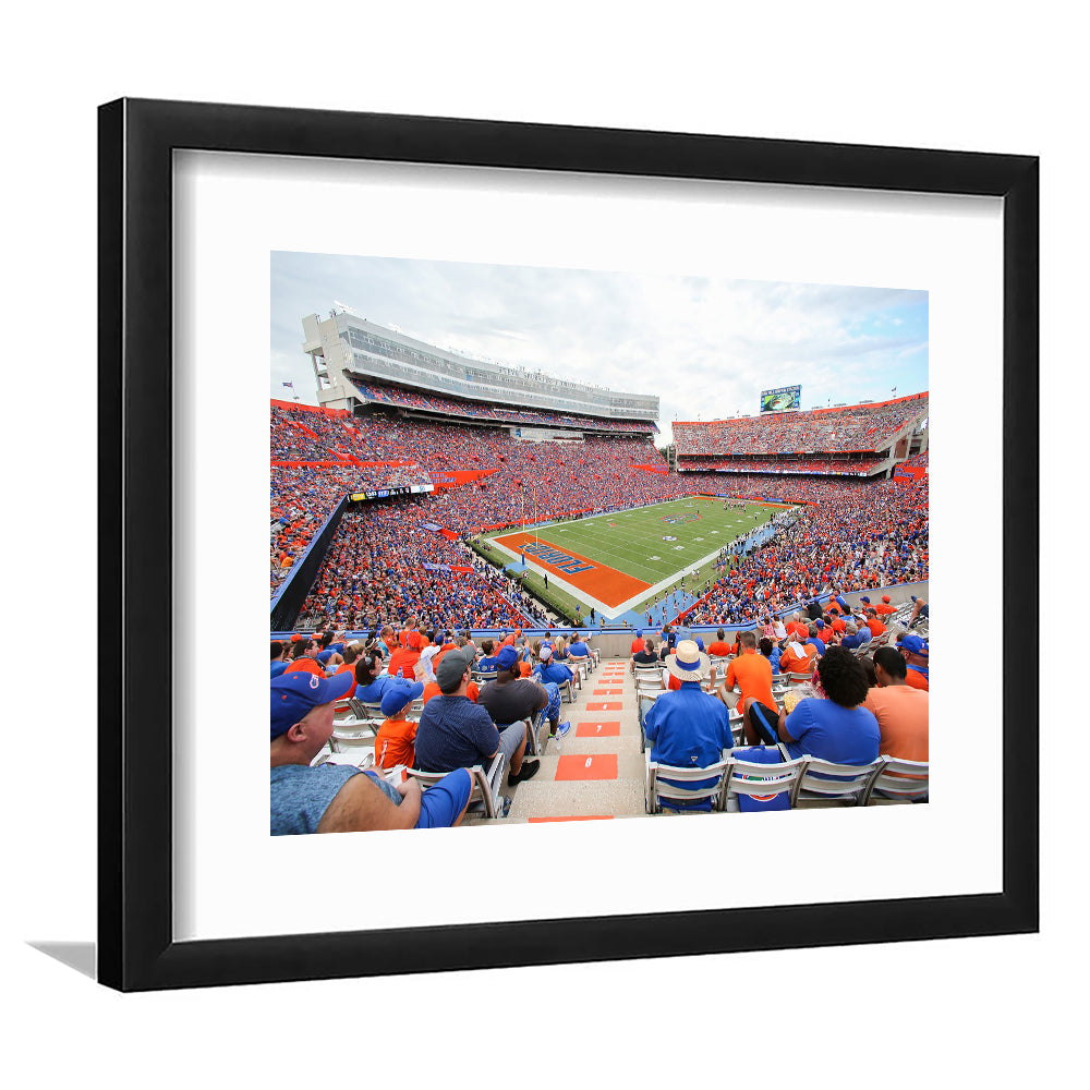 Ben Hill Griffin Football Stadium, Stadium Canvas, Sport Art, Gift for him, White Border Framed Art Print Wall Decor