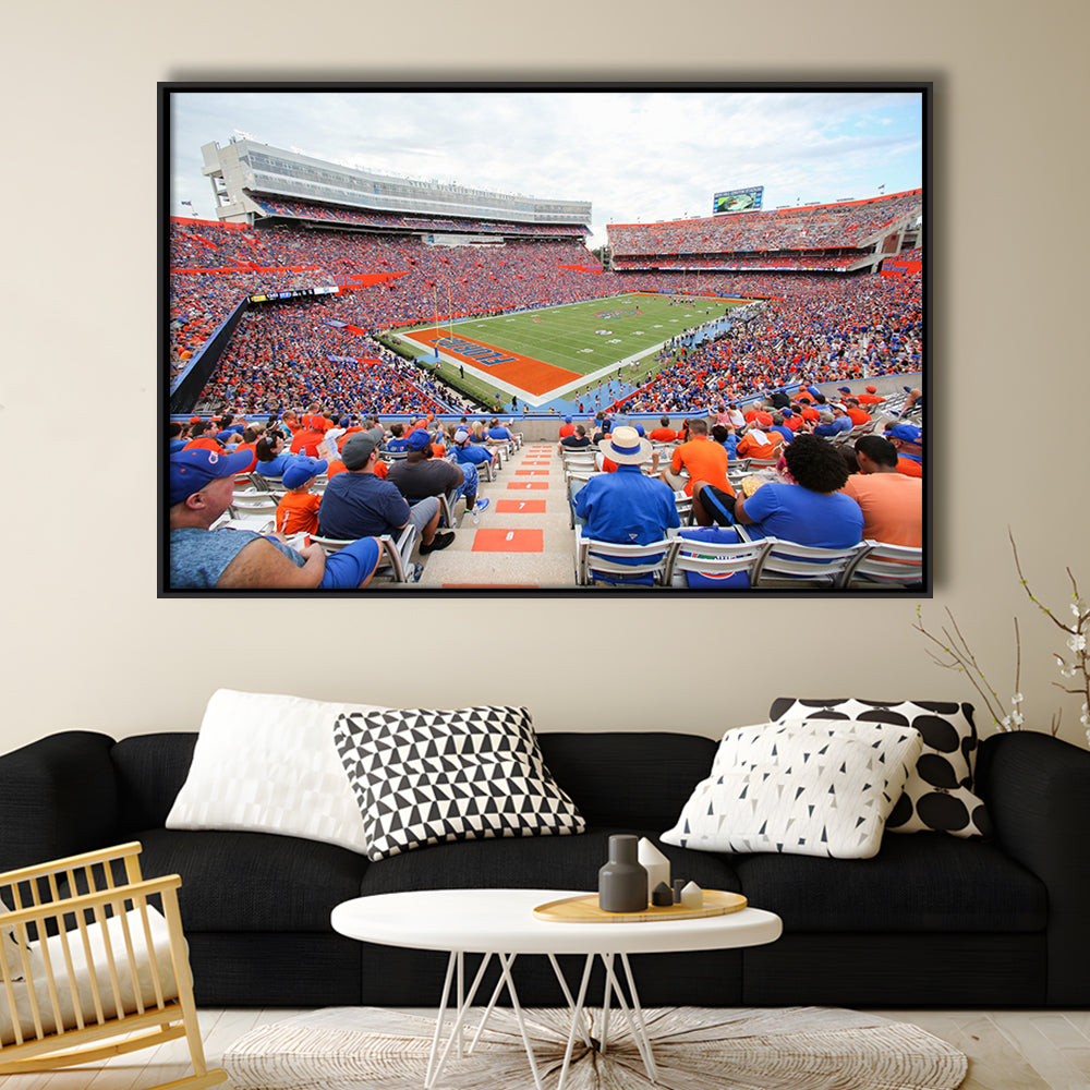 Ben Hill Griffin Football Stadium, Stadium Canvas, Sport Art, Framed Canvas Print Wall Art, Floating Frame