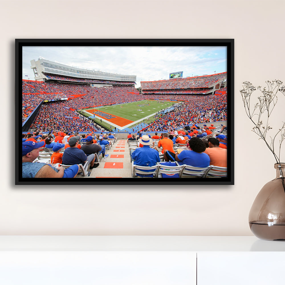 Ben Hill Griffin Football Stadium, Stadium Canvas, Sport Art, Framed Canvas Print Wall Art, Floating Frame