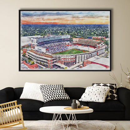 Ben Hill Griffin Stadium, Florida Gators Painting Stadium Watercolor, Sport Gift Art, Framed Canvas Print Wall Art