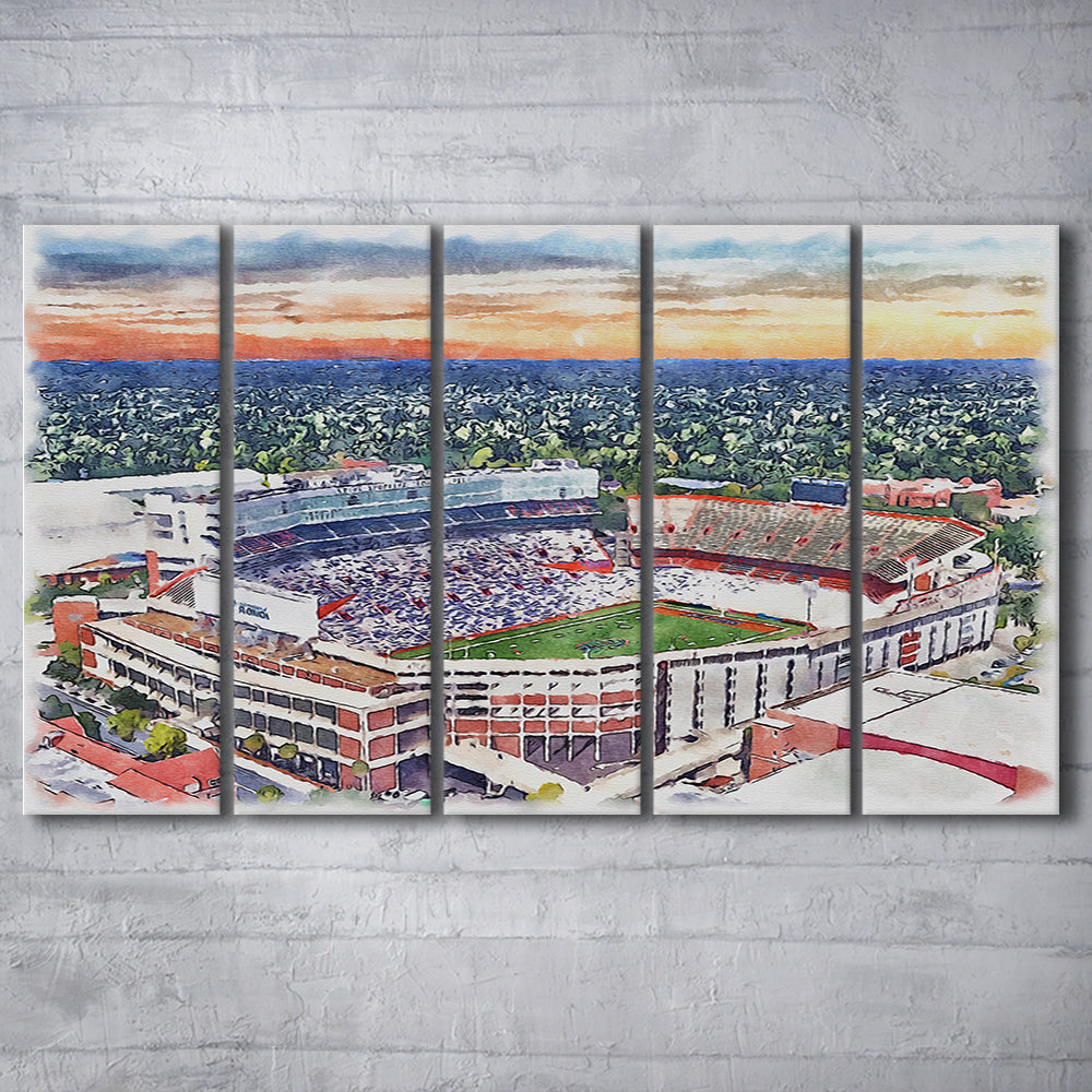 Ben Hill Griffin Stadium, Florida Gators Painting Stadium Watercolor, Sport Art, Extra Large Canvas Print Wall Art