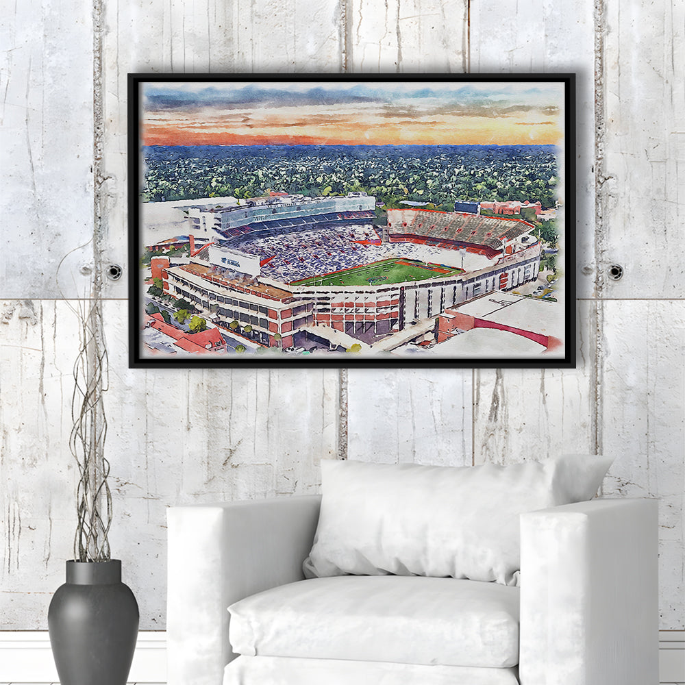 Ben Hill Griffin Stadium, Florida Gators Painting Stadium Watercolor, Sport Gift Art, Framed Canvas Print Wall Art