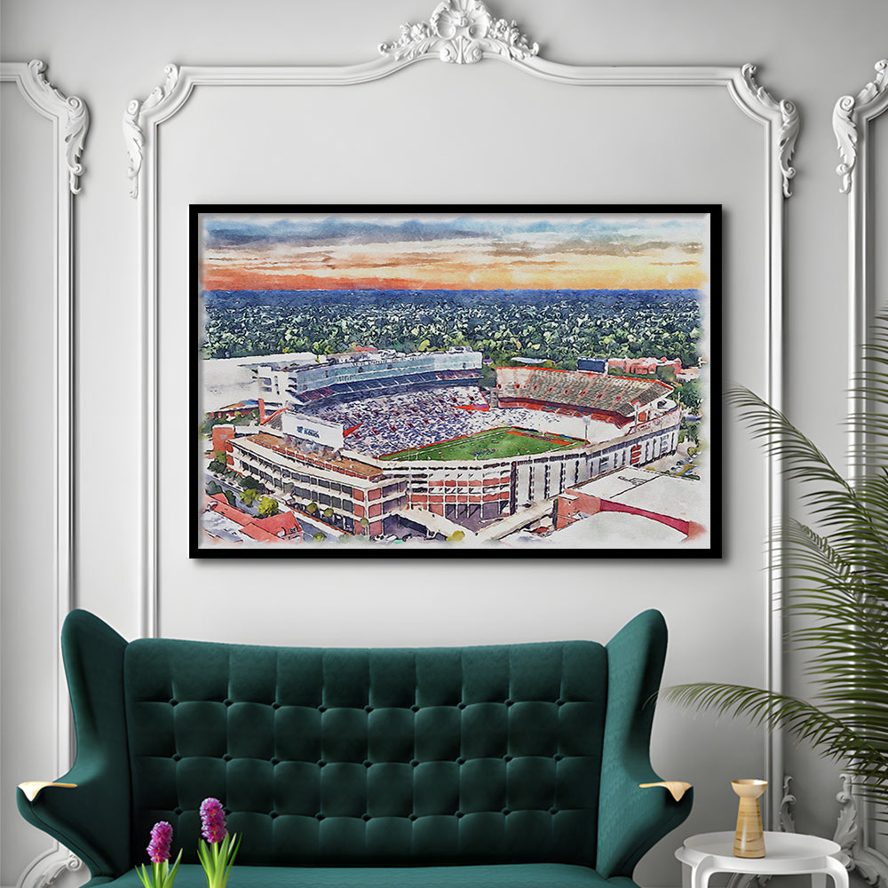 Ben Hill Griffin Stadium, Florida Gators Painting Stadium Watercolor, Sport Gift Art, Framed Art Print Wall Decor
