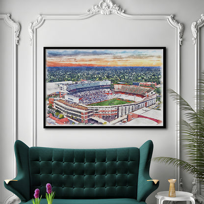 Ben Hill Griffin Stadium, Florida Gators Painting Stadium Watercolor, Sport Gift Art, Framed Art Print Wall Decor