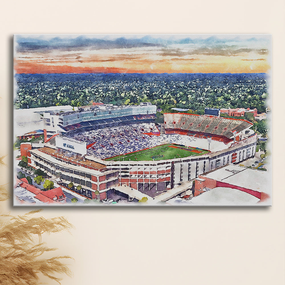 Ben Hill Griffin Stadium, Florida Gators Painting Stadium Watercolor, Sport Art, Gifts for him, Canvas Print Wall Art