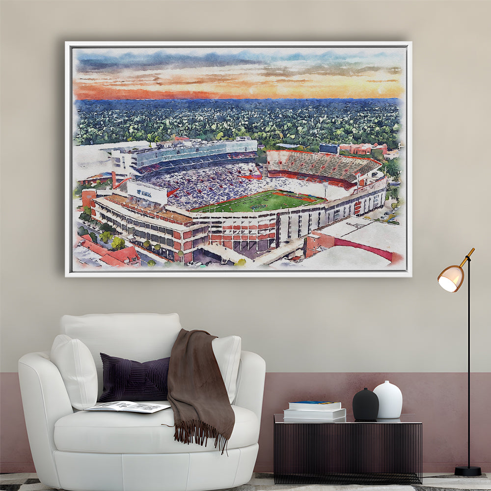 Ben Hill Griffin Stadium, Florida Gators Painting Stadium Watercolor, Sport Gift Art, Framed Canvas Print Wall Art