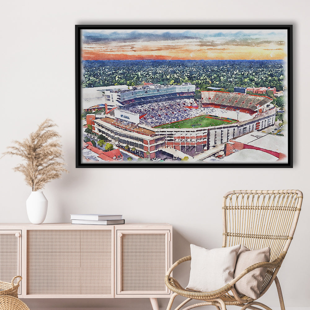 Ben Hill Griffin Stadium, Florida Gators Painting Stadium Watercolor, Sport Gift Art, Framed Canvas Print Wall Art