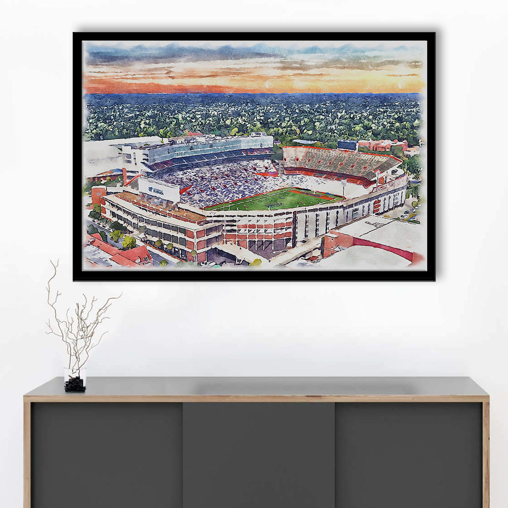 Ben Hill Griffin Stadium, Florida Gators Painting Stadium Watercolor, Sport Gift Art, Framed Art Print Wall Decor