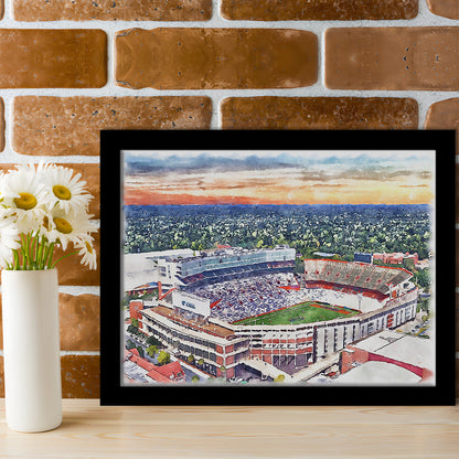 Ben Hill Griffin Stadium, Florida Gators Painting Stadium Watercolor, Sport Gift Art, Framed Art Print Wall Decor