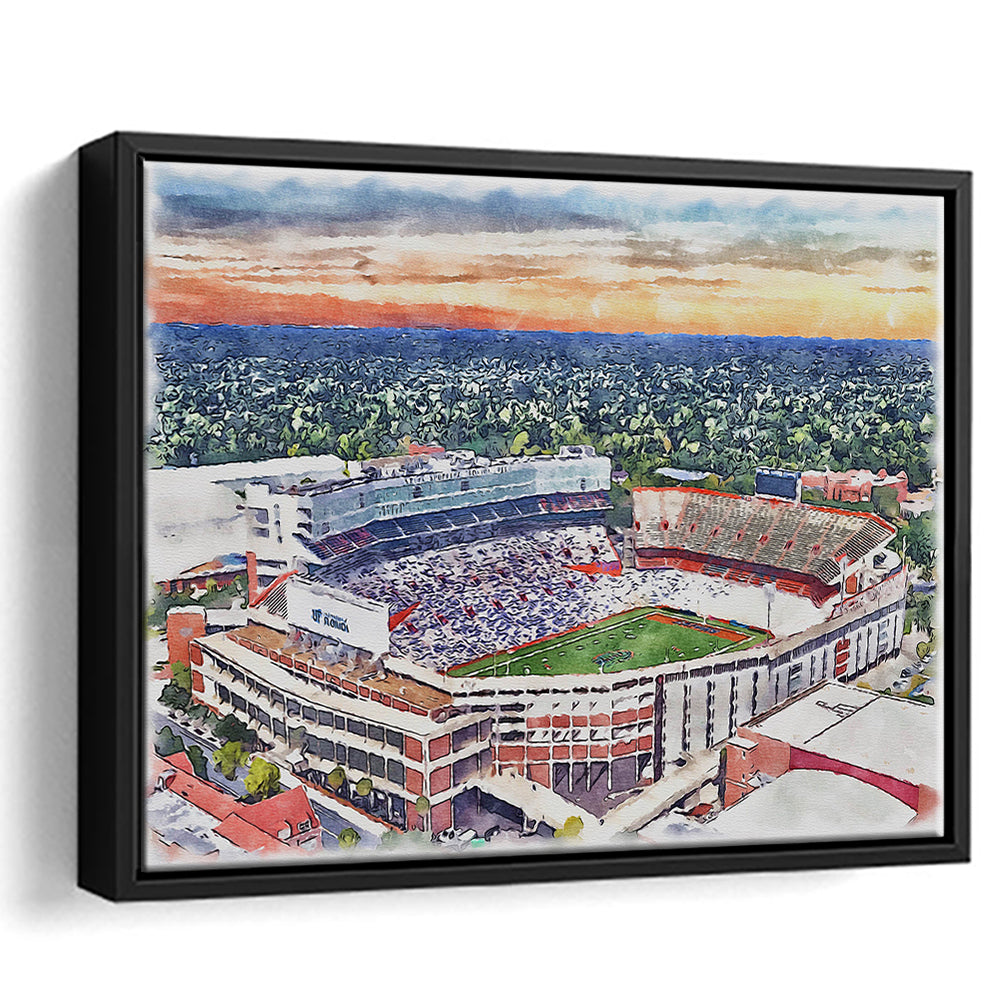 Ben Hill Griffin Stadium, Florida Gators Painting Stadium Watercolor, Sport Gift Art, Framed Canvas Print Wall Art