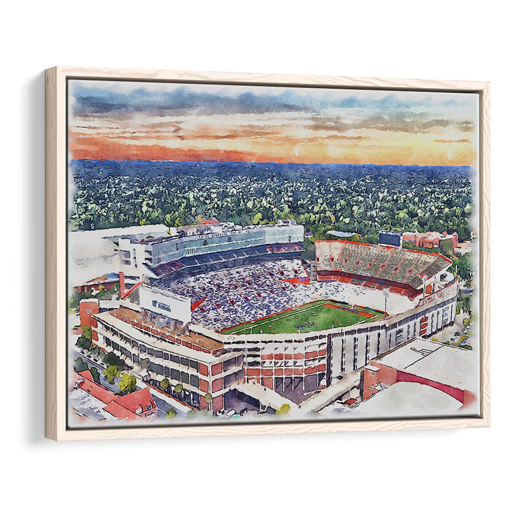 Ben Hill Griffin Stadium, Florida Gators Painting Stadium Watercolor, Sport Gift Art, Framed Canvas Print Wall Art