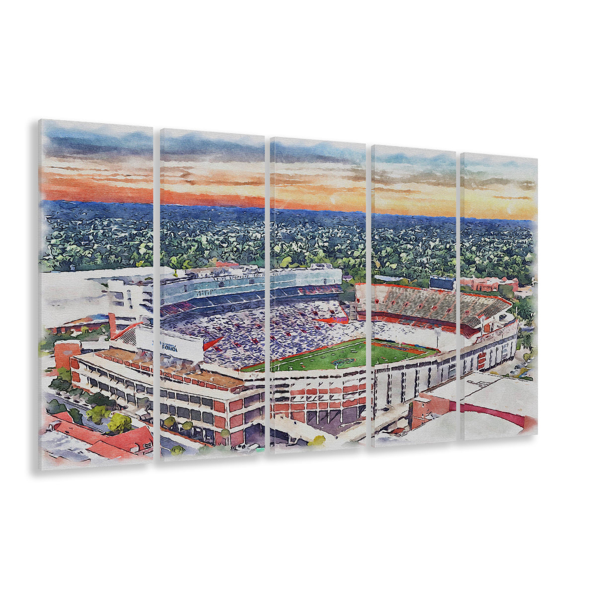 Ben Hill Griffin Stadium, Florida Gators Painting Stadium Watercolor, Sport Art, Extra Large Canvas Print Wall Art