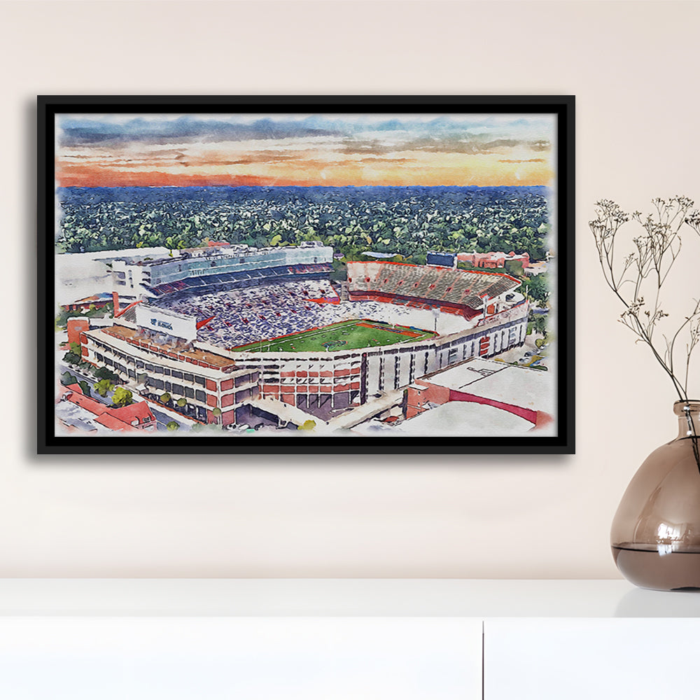 Ben Hill Griffin Stadium, Florida Gators Painting Stadium Watercolor, Sport Gift Art, Framed Canvas Print Wall Art