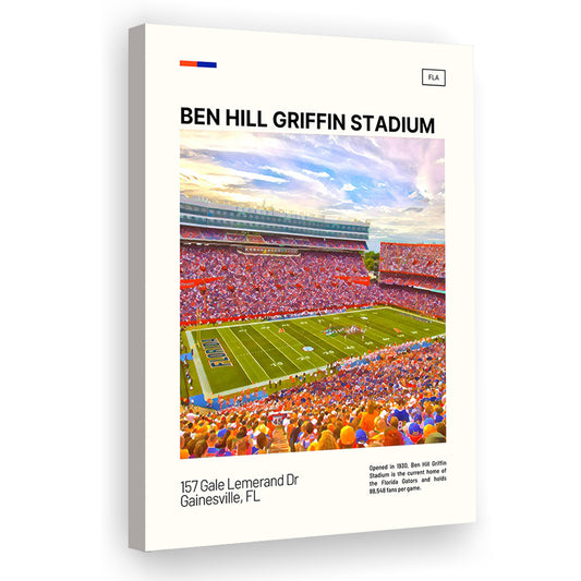 Ben Hill Griffin Stadium Print, Florida Gators Stadium Canvas Art, Fan Gifts, Sport Art, Canvas Print Wall Art