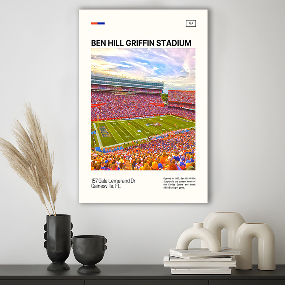 Ben Hill Griffin Stadium Print, Florida Gators Stadium Canvas Art, Fan Gifts, Sport Art, Canvas Print Wall Art