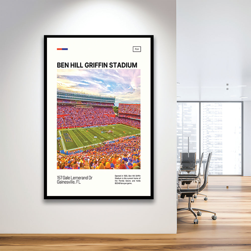 Ben Hill Griffin Stadium Print, Florida Gators Stadium Art, Gifts for him, Sport Art, Framed Art Print Wall Decor