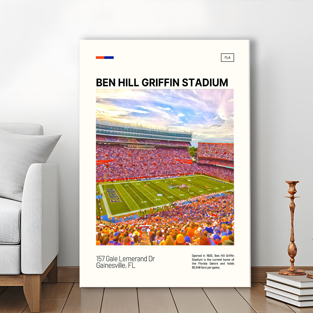 Ben Hill Griffin Stadium Print, Florida Gators Stadium Canvas Art, Fan Gifts, Sport Art, Canvas Print Wall Art