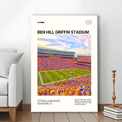 Ben Hill Griffin Stadium Print, Florida Gators Stadium Canvas Art, Fan Gifts, Sport Art, Canvas Print Wall Art
